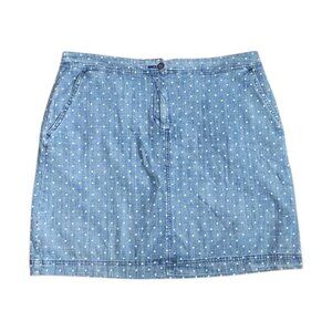 Karen Scott Skort Womens Size 10 Blue White Polka Dot Pockets Denim Skirt